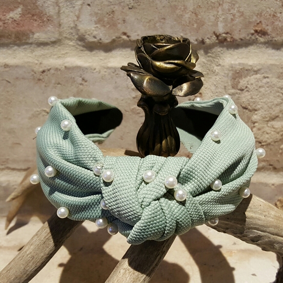 💛 Embellished turban pearl headband - Picture 3 of 3